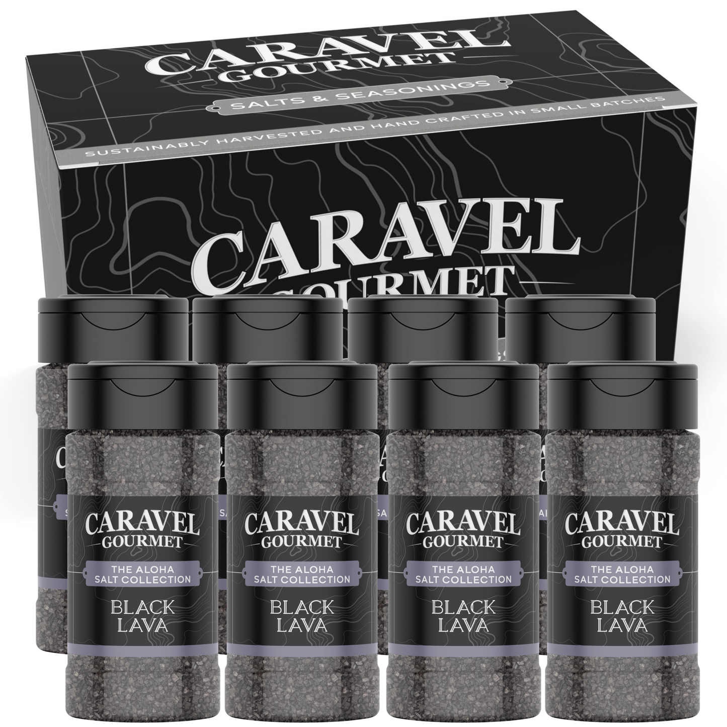 Black Lava Sea Salt - Shaker - Case Pack - 8 units in a display box by Caravel Gourmet.
