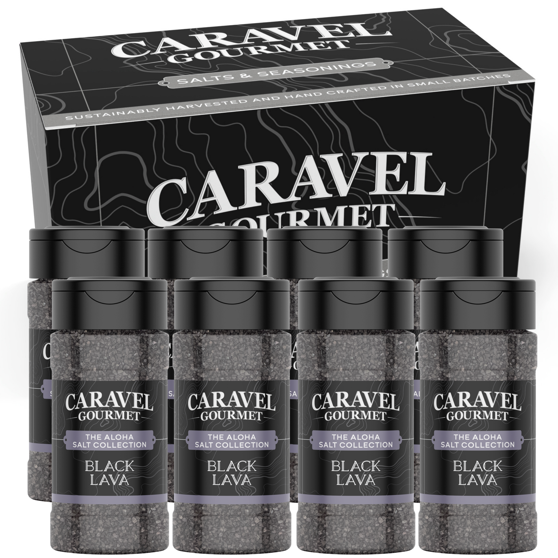 Black Lava Sea Salt - Shaker - Case Pack - 8 units in a display box by Caravel Gourmet.