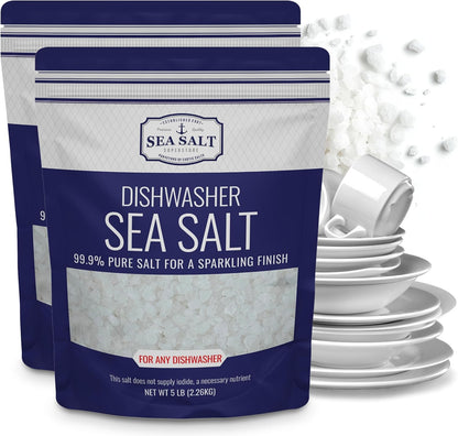 Dishwasher Salt - 10 lb Pouch: 99.9% pure sea salt for dishwashers, perfect for a sparkling finish.