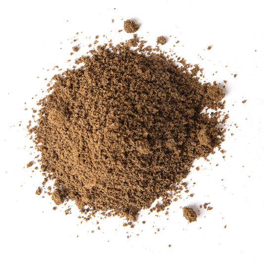 GROUND DAWADAWA - 10 lb bag / box each, showing finely ground brown seasoning texture on a white background.