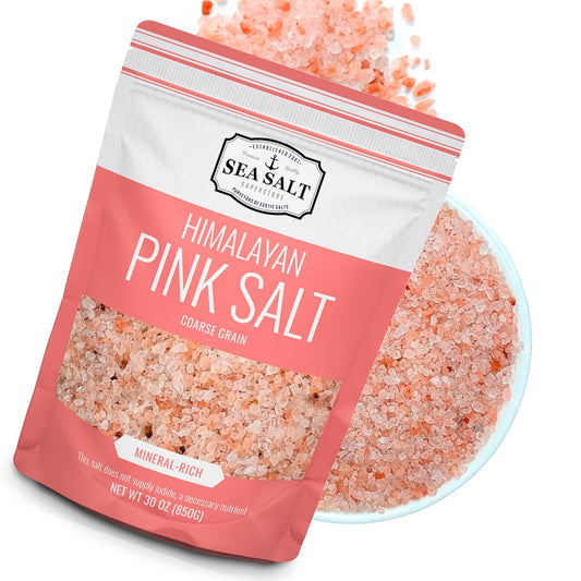 Himalayan Pink Salt Grinder Refill - 30 oz Pouch with coarse grain salt from the Himalayas.