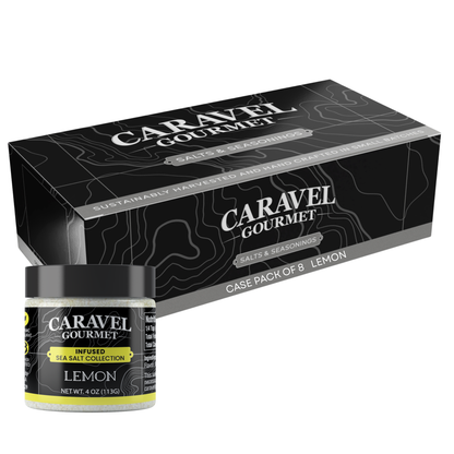 Lemon Sea Salt - Chef Pinch Jar - Case Pack - 8 units with Caravel Gourmet packaging.