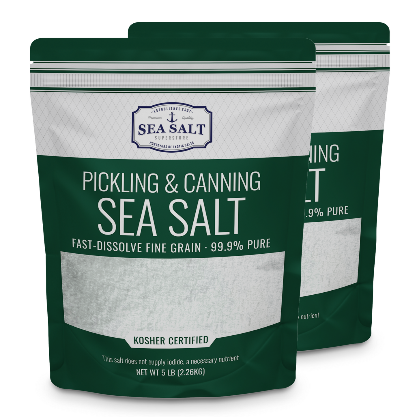 Pickling and Canning Sea Salt - 10 lb Pouch, fast-dissolve fine grain sea salt for canning and pickling.