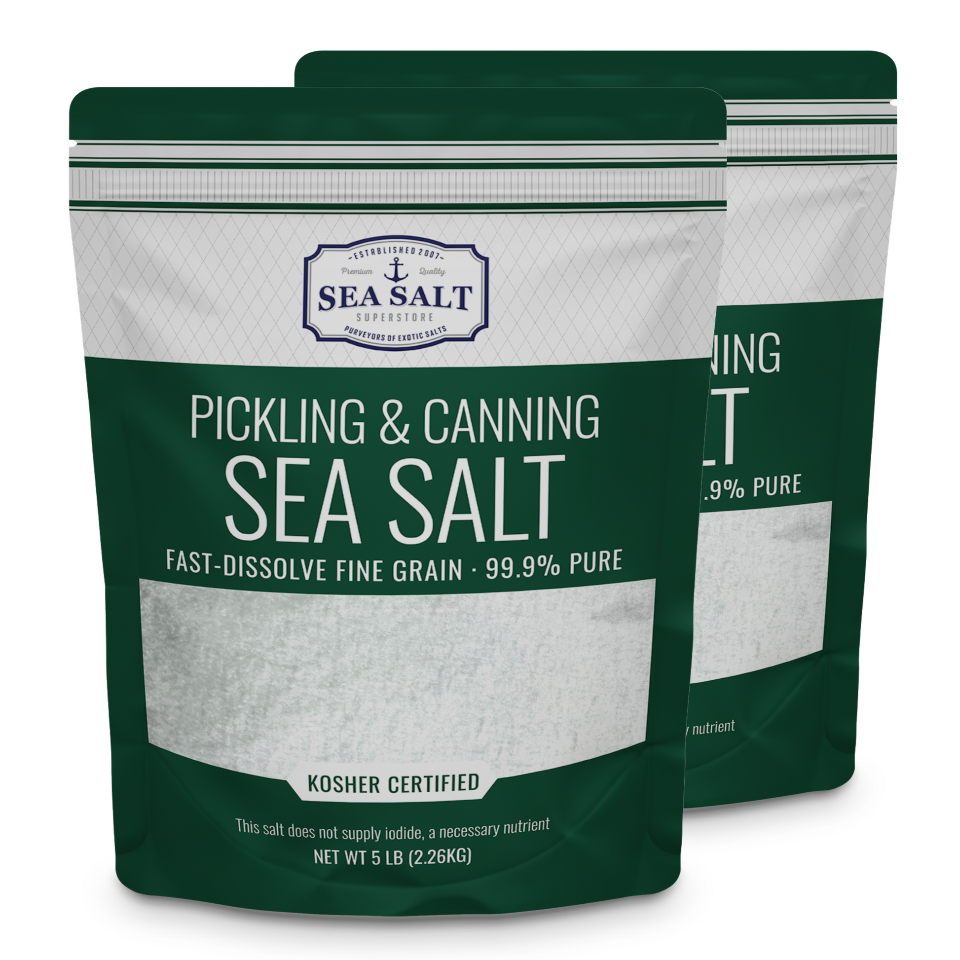 Pickling and Canning Sea Salt - 10 lb Pouch, fast-dissolve fine grain sea salt for canning and pickling.