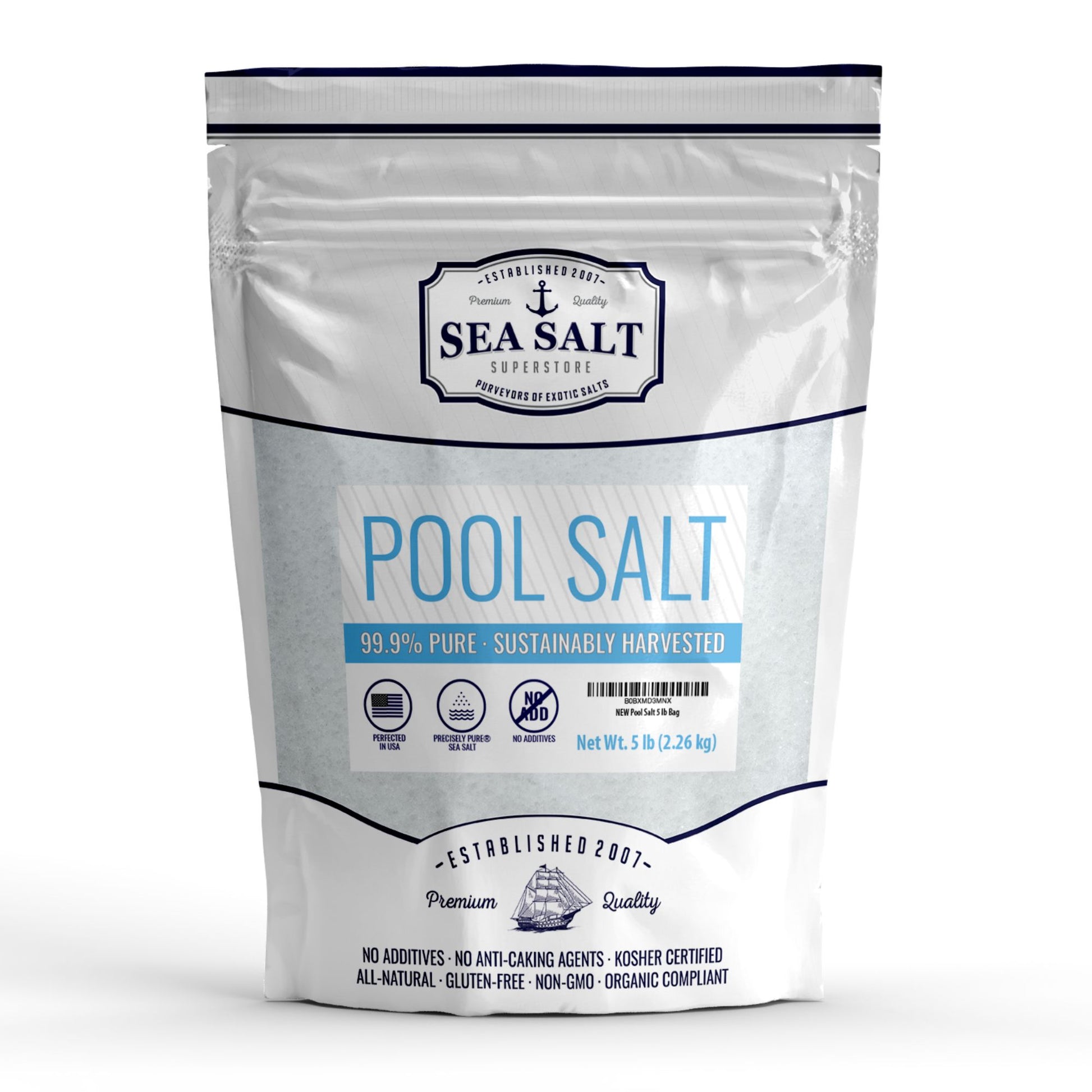 Pool Salt 5 lb Bag - Ultra-pure salt for hot tubs, spas, and salt water systems, supporting all major brands.