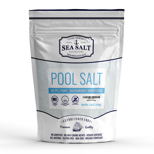 Pool Salt 5 lb Bag - Ultra-pure salt for hot tubs, spas, and salt water systems, supporting all major brands.