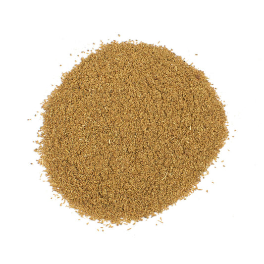GROUND AJOWAN SEED - 9 lb bag / box each, finely ground spice with a bold, peppery flavor.