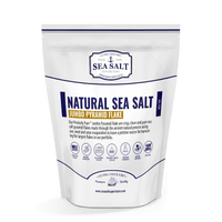Jumbo Pyramid Flake Salt bag with natural sea salt description and premium quality branding.